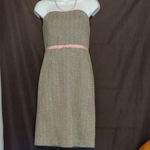 J Crew Chevron Wool Strapless Dress